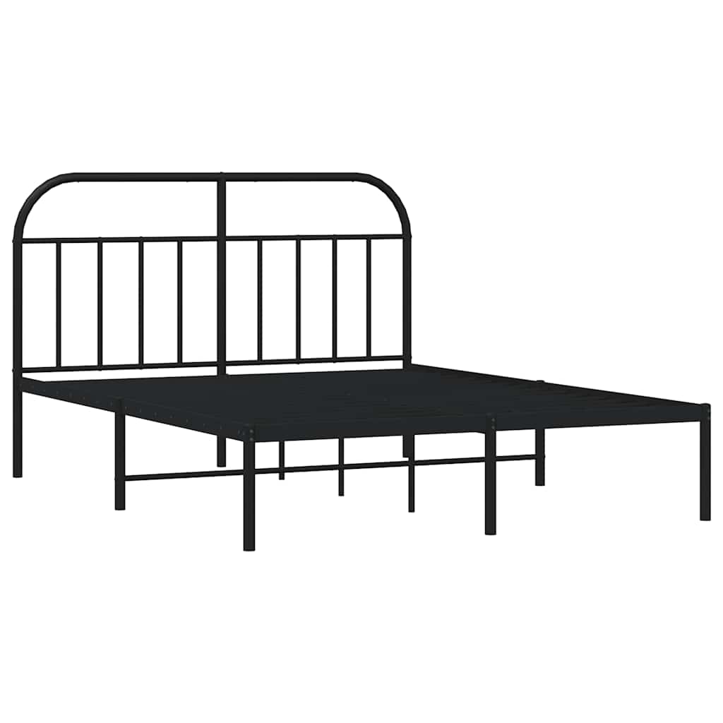 Vidaxl bedframe met hoofdbord metaal zwart 140x190 cm