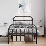 Vidaxl bedframe met hoofd- en voeteneinde metaal zwart 100x190 cm
