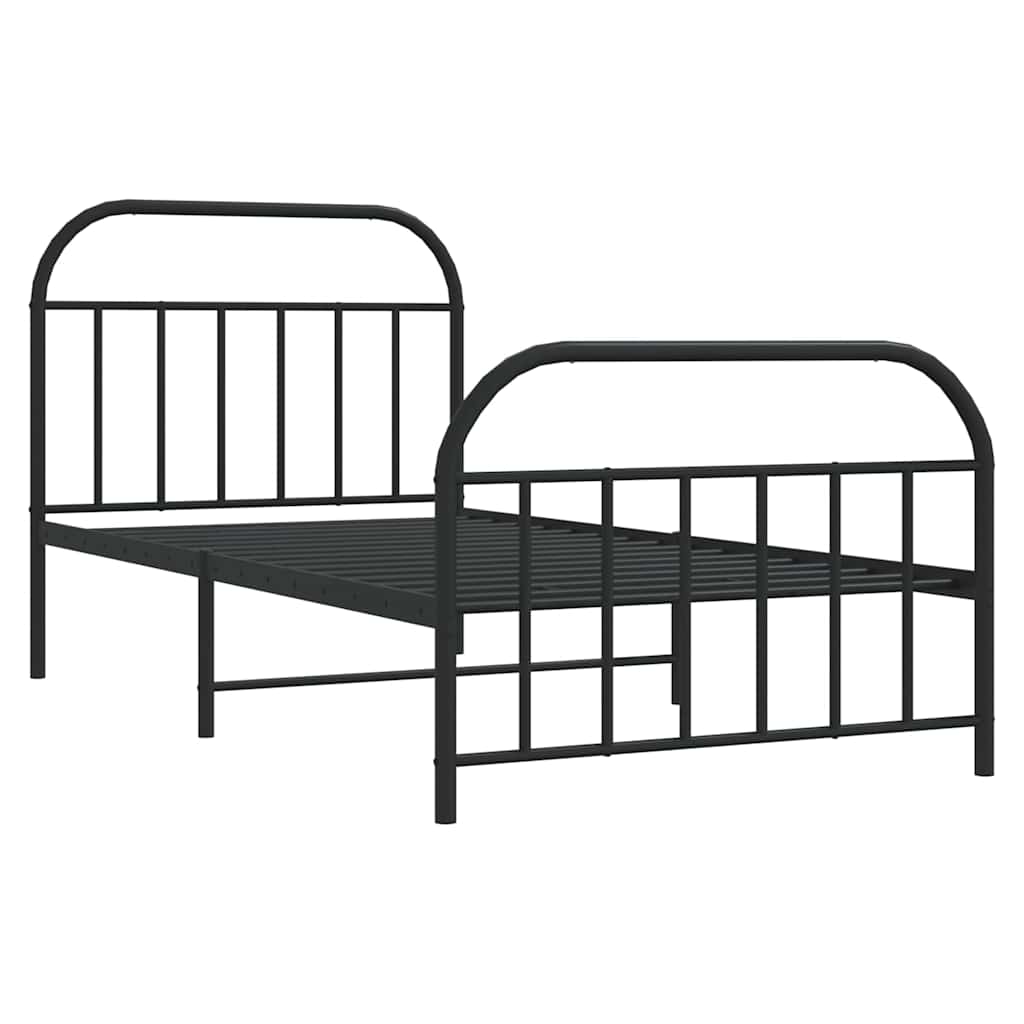 Vidaxl bedframe met hoofd- en voeteneinde metaal zwart 100x200 cm