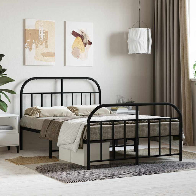 Vidaxl bedframe met hoofd- en voeteneinde metaal zwart 120x190 cm