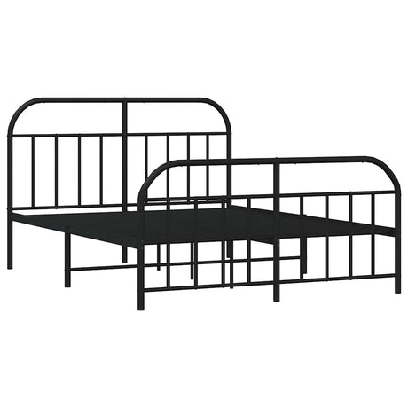Vidaxl bedframe met hoofd- en voeteneinde metaal zwart 140x190 cm