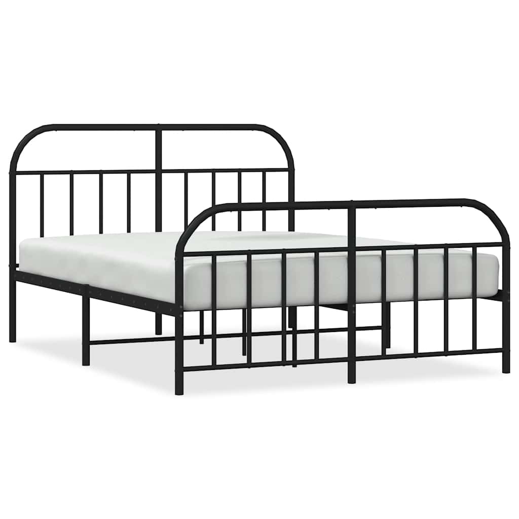 Vidaxl bedframe met hoofd- en voeteneinde metaal zwart 140x200 cm