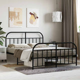 Vidaxl bedframe met hoofd- en voeteneinde metaal zwart 140x200 cm