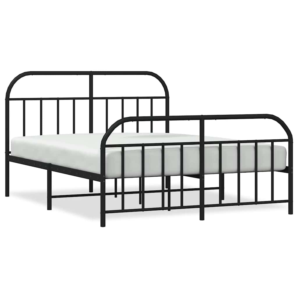 Vidaxl bedframe met voetbord zonder matras metaal zwart 180x200 cm