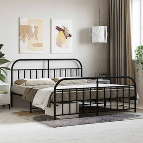 Vidaxl bedframe met voetbord zonder matras metaal zwart 180x200 cm