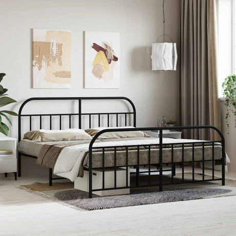 Vidaxl bedframe met voetbord zonder matras metaal zwart 180x200 cm