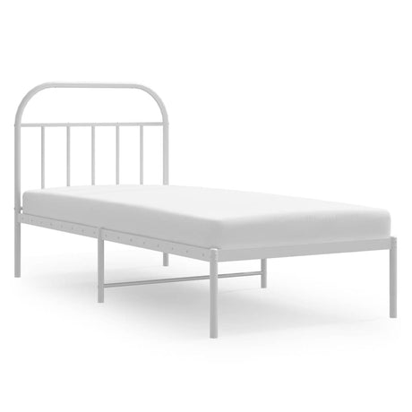 Vidaxl bedframe met hoofdbord metaal wit 90x200 cm
