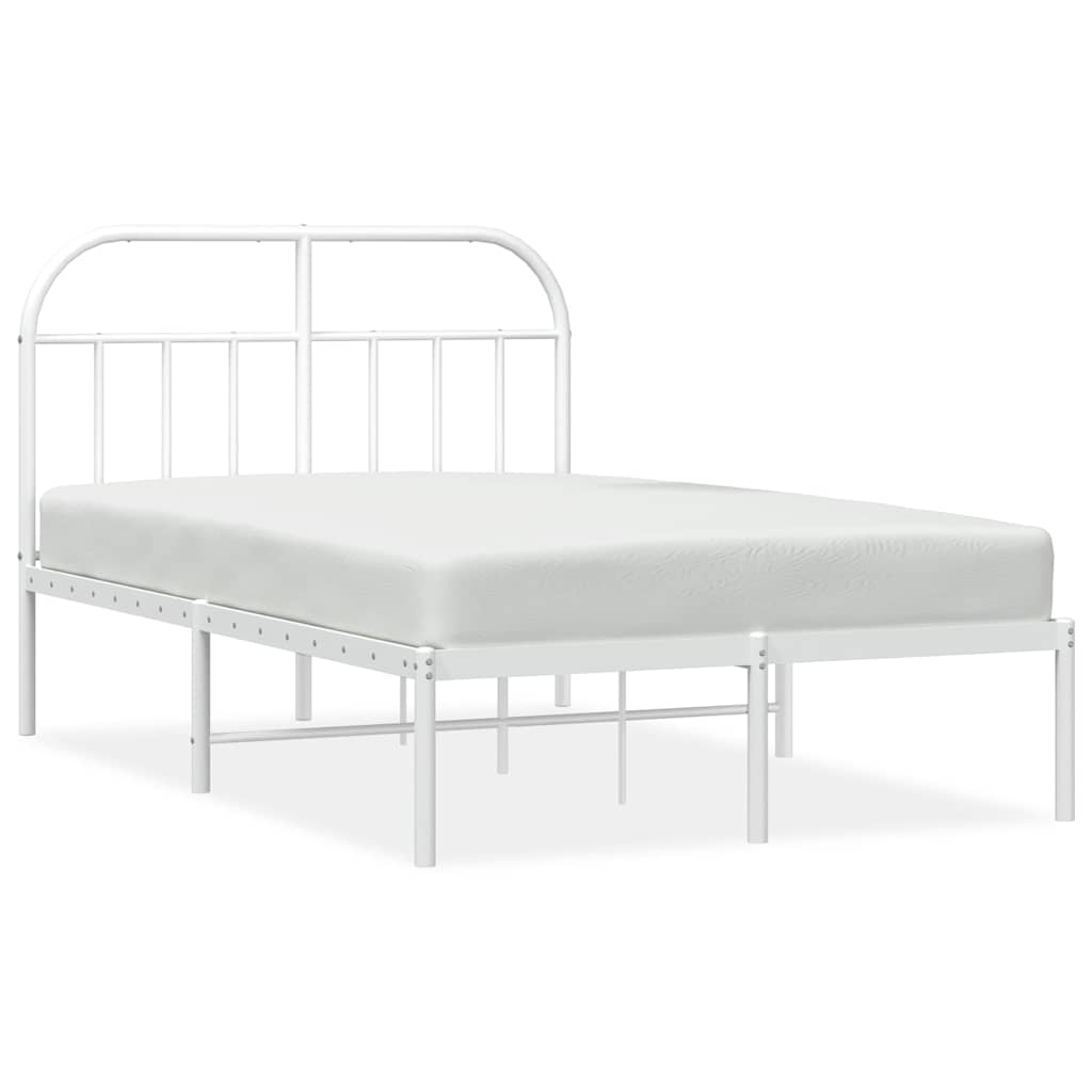 Vidaxl bedframe met hoofdbord metaal wit 135x190 cm