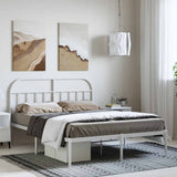 Vidaxl bedframe met hoofdbord metaal wit 135x190 cm