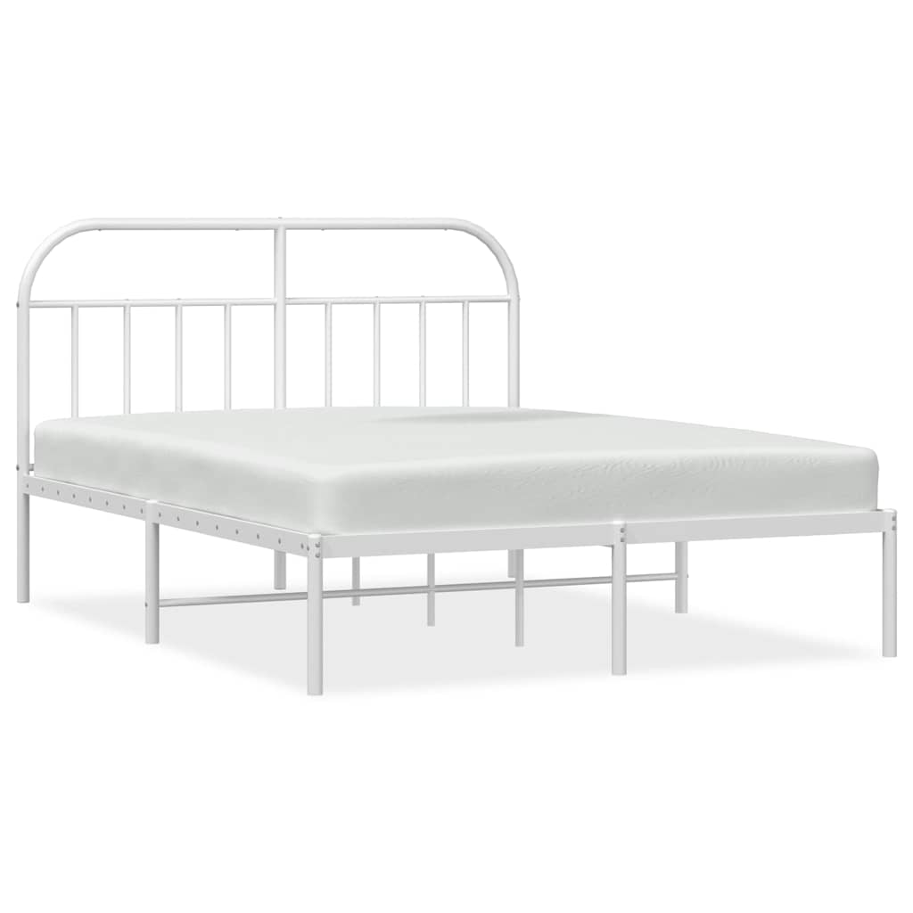 Vidaxl bedframe met hoofdbord metaal wit 150x200 cm