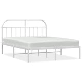 Vidaxl bedframe met hoofdbord metaal wit 150x200 cm