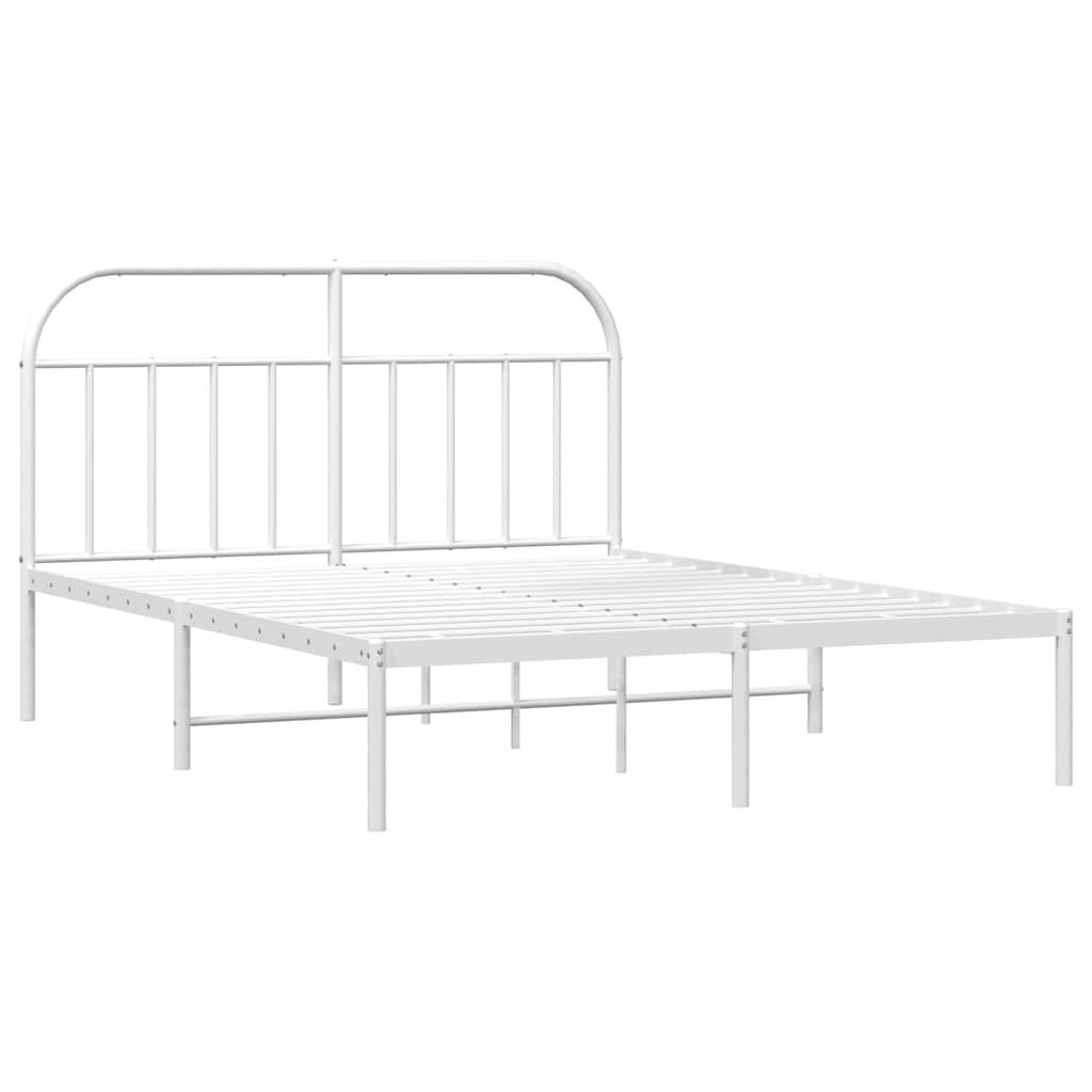 Vidaxl bedframe met hoofdbord metaal wit 150x200 cm