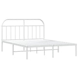 Vidaxl bedframe met hoofdbord metaal wit 150x200 cm
