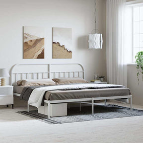 Vidaxl bedframe met hoofdbord metaal wit 193x203 cm