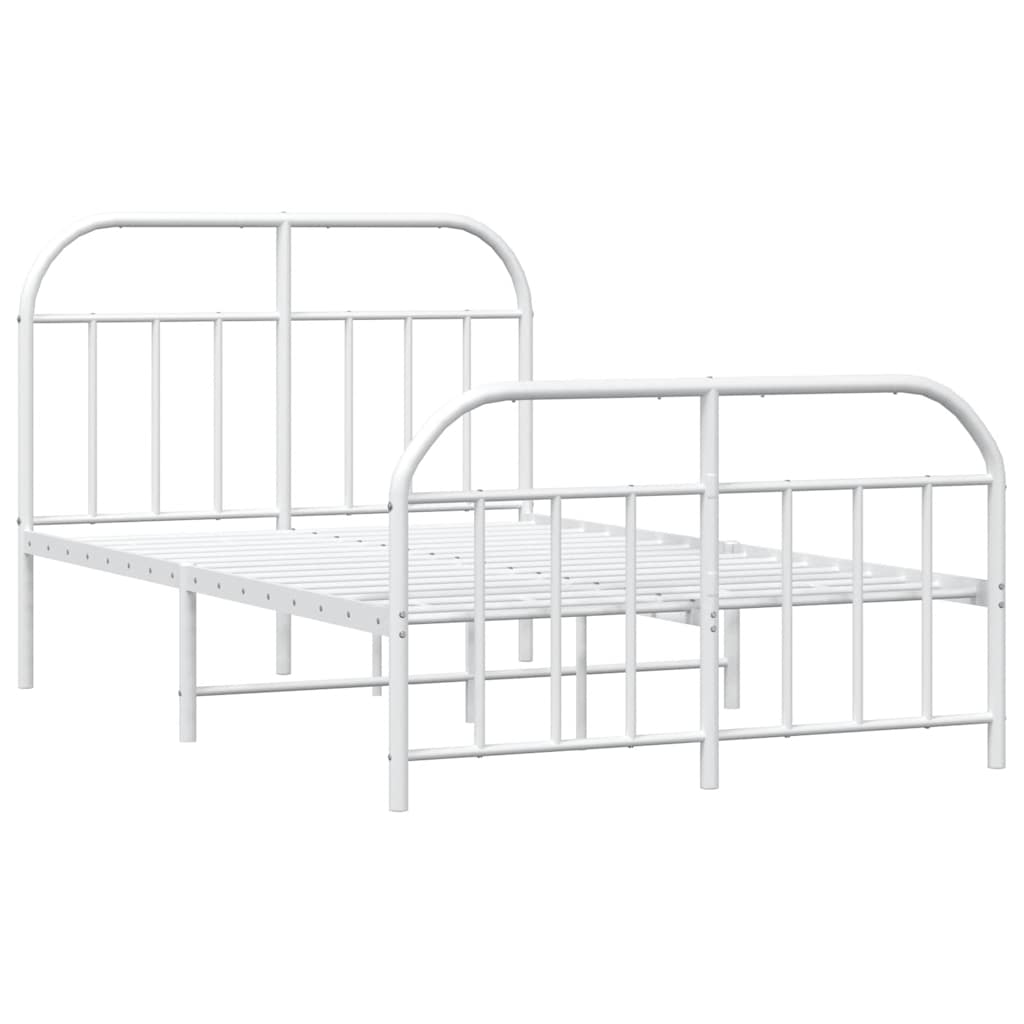 Vidaxl bedframe met hoofd- en voeteneinde metaal wit 120x200 cm