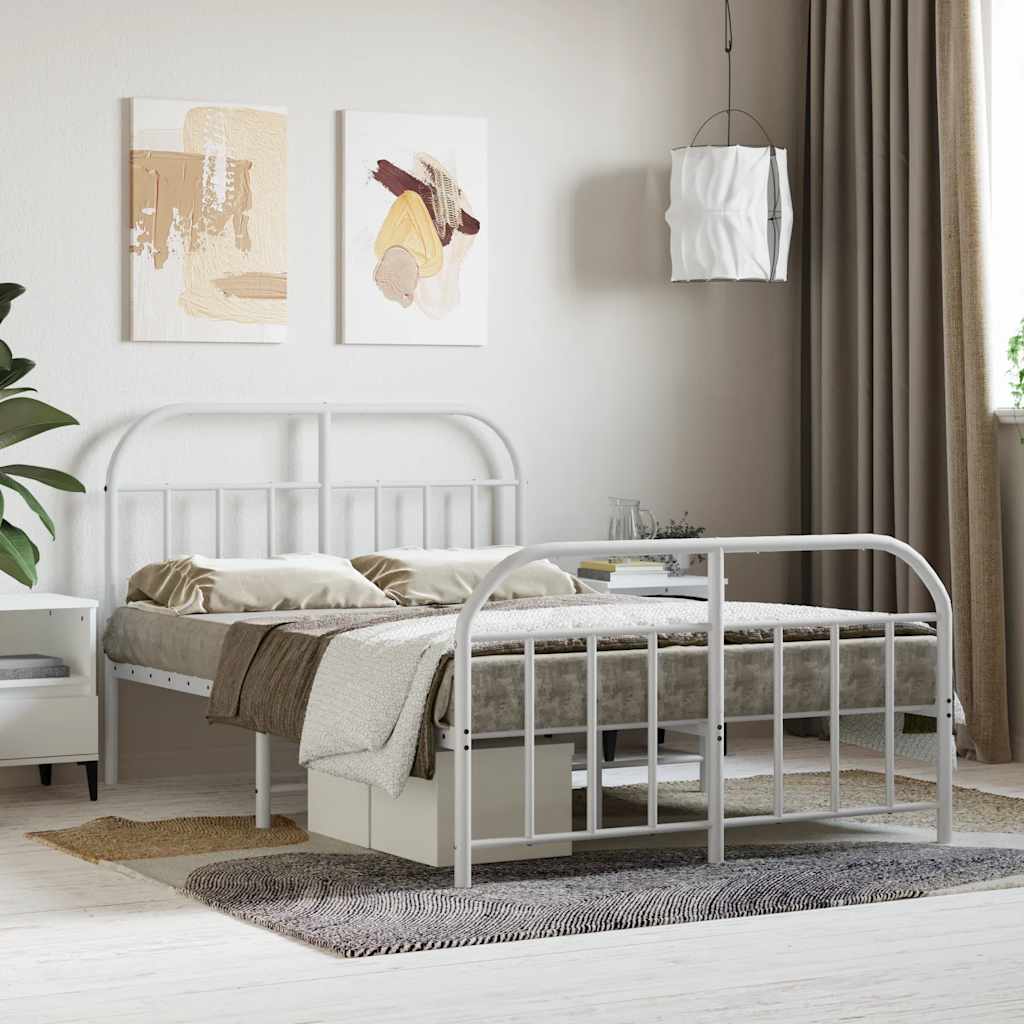 Vidaxl bedframe met hoofd- en voeteneinde metaal wit 120x200 cm