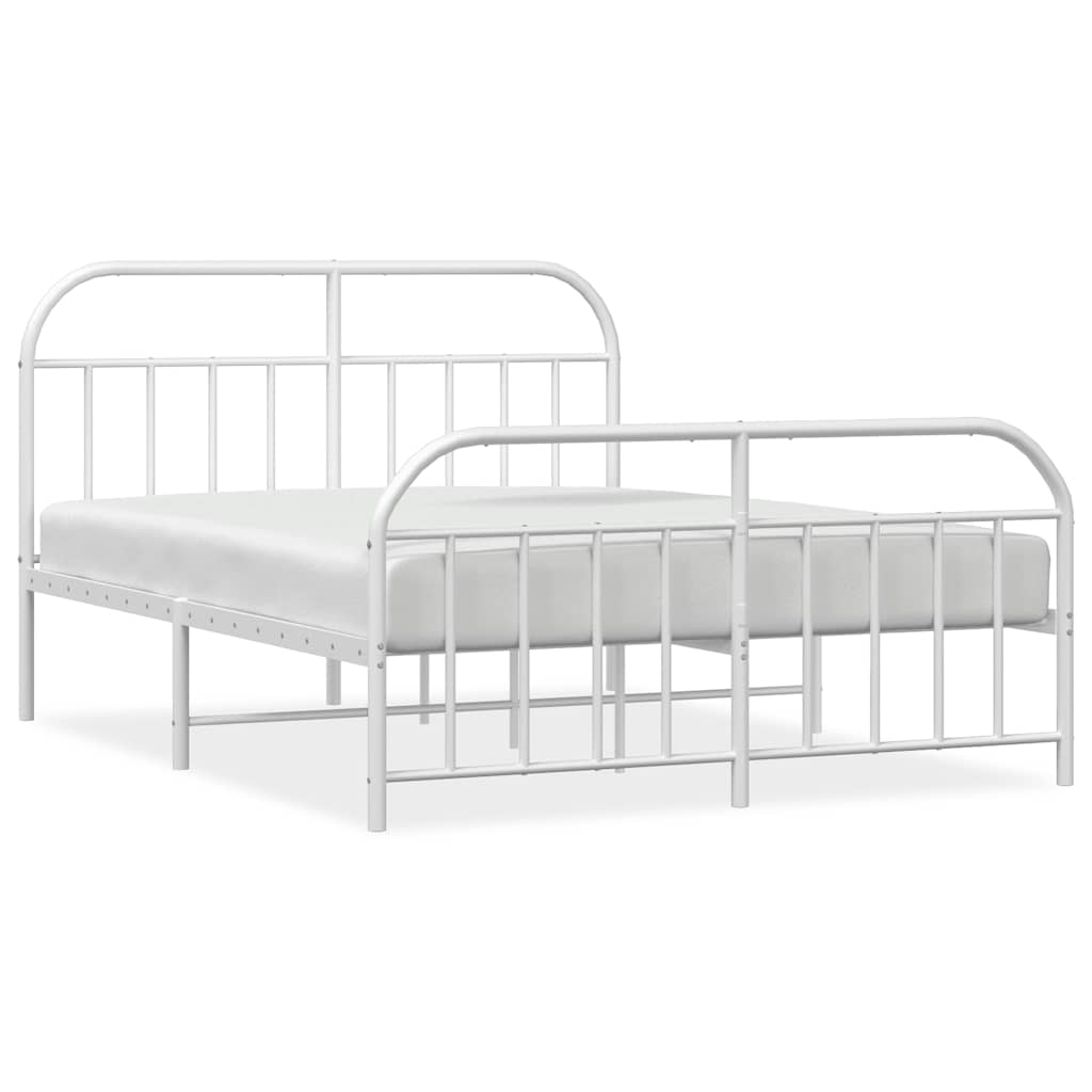 Vidaxl bedframe met hoofd- en voeteneinde metaal wit 140x200 cm