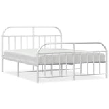 Vidaxl bedframe met hoofd- en voeteneinde metaal wit 140x200 cm