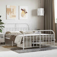 Vidaxl bedframe met hoofd- en voeteneinde metaal wit 140x200 cm