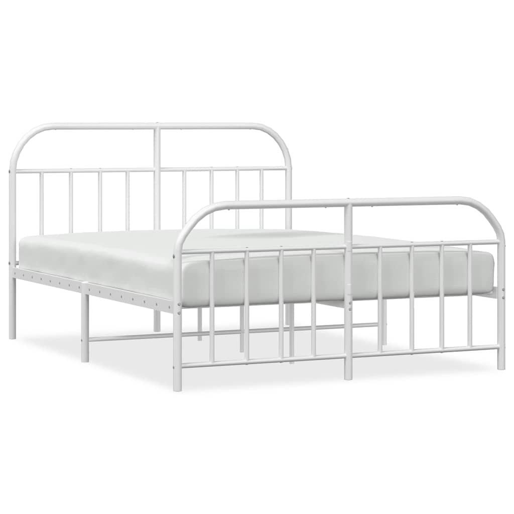 Vidaxl bedframe met hoofd- en voeteneinde metaal wit 183x213 cm