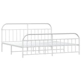 Vidaxl bedframe met hoofd- en voeteneinde metaal wit 193x203 cm