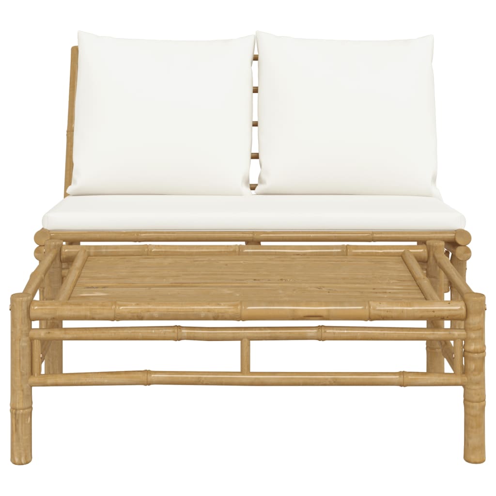 Vidaxl 2-delige loungeset met kussens bamboe crèmewit