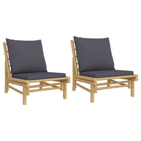 Vidaxl tuinstoelen 2 st met donkergrijze kussens bamboe
