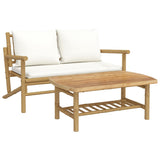 Vidaxl 2-delige loungeset met kussens bamboe crèmewit