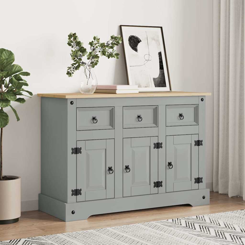 Vidaxl dressoir corona 112x43x78 cm massief mexicaans grenenhout grijs