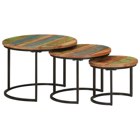 Vidaxl tafeltjesset 3 st massief gerecycled hout