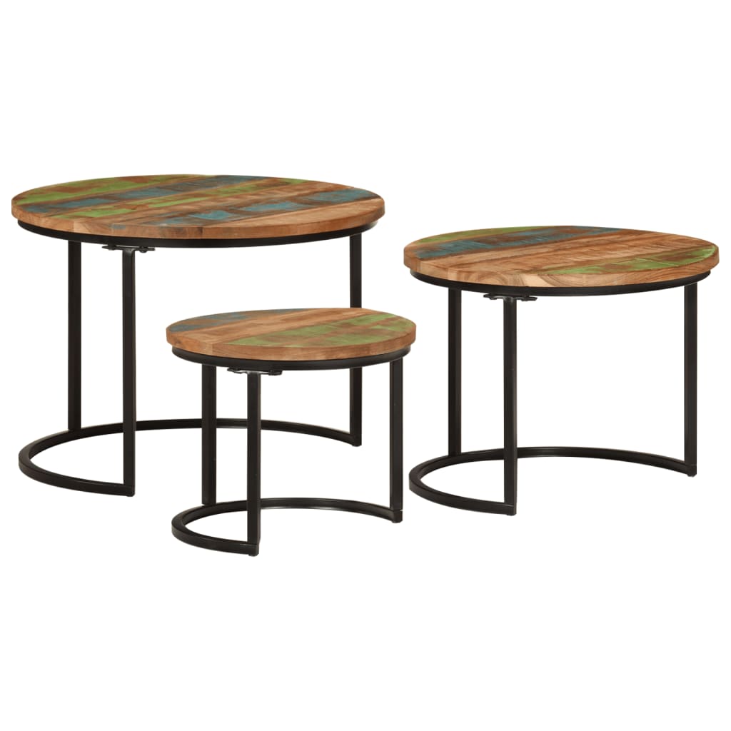 Vidaxl tafeltjesset 3 st massief gerecycled hout
