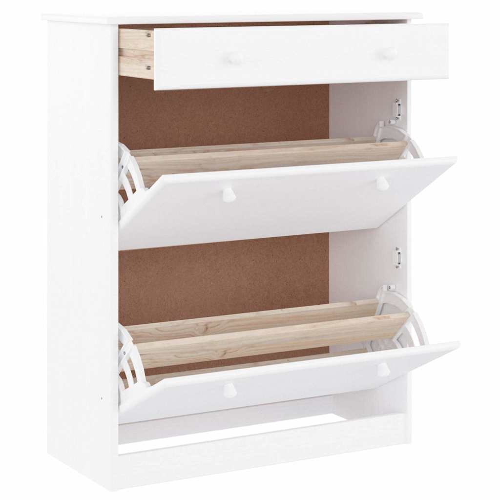 Vidaxl schoenenkast alta 77x35x96 cm massief grenenhout wit