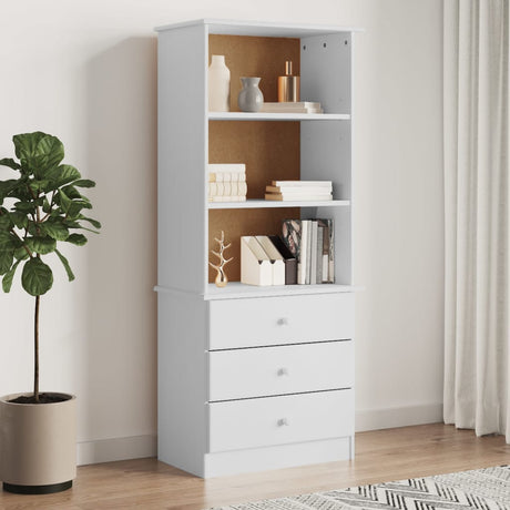 Vidaxl boekenkast met lades alta 60x35x142 cm massief grenenhout wit