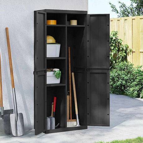 Vidaxl tuinkast 65x37x165 cm polypropeen zwart