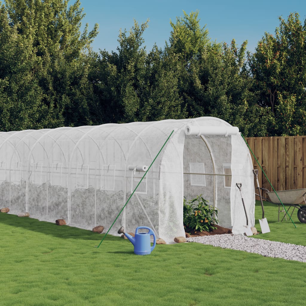 VidaXL TUINKAS with steel frame 28 m² 14x2x2 m white