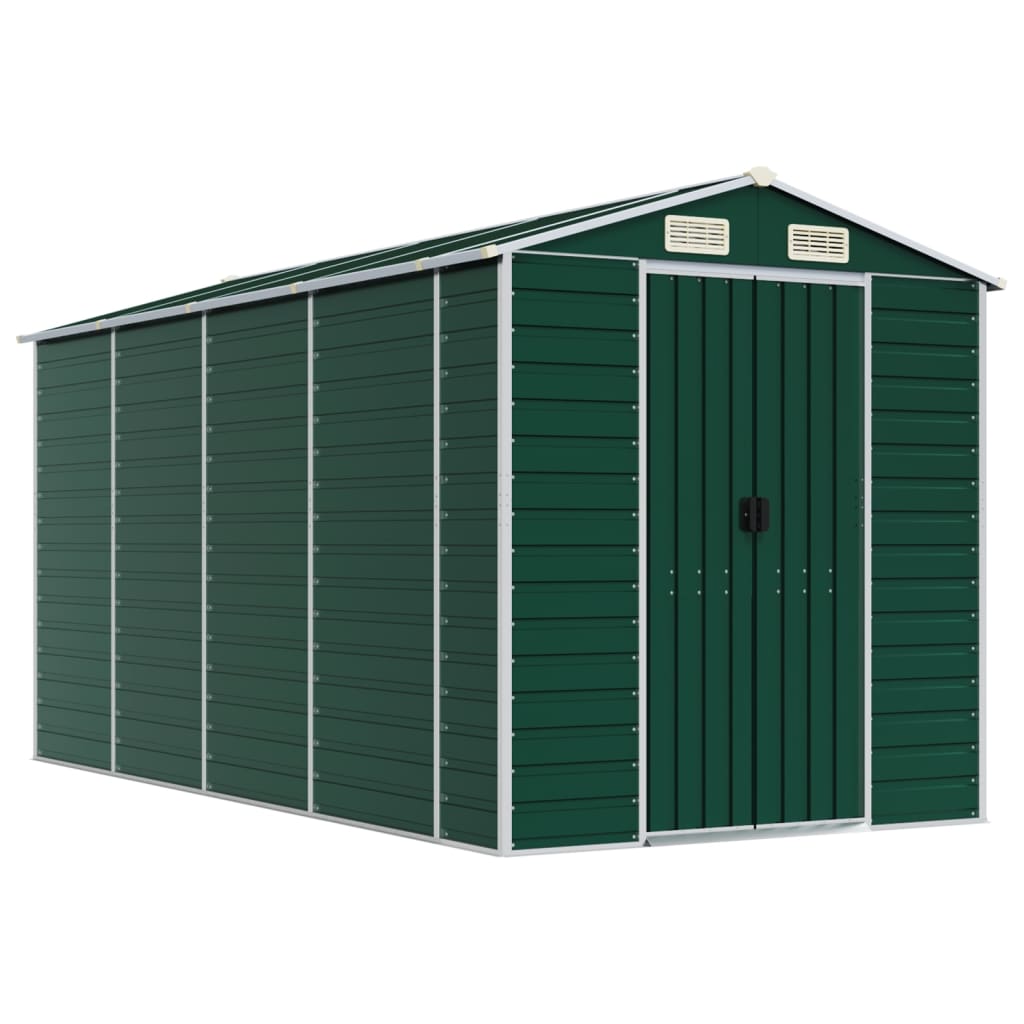 Vidaxl Garden shed 191x385x198 cm Galvanized steel green