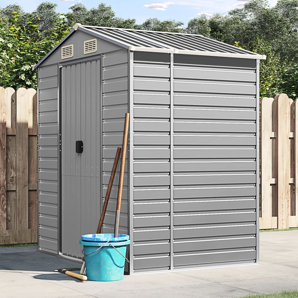 Vidaxl garden shed 191x130x198 cm galvanized steel light gray