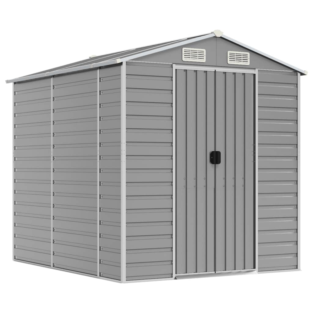 Vidaxl garden shed 191x215x198 cm galvanized steel light gray