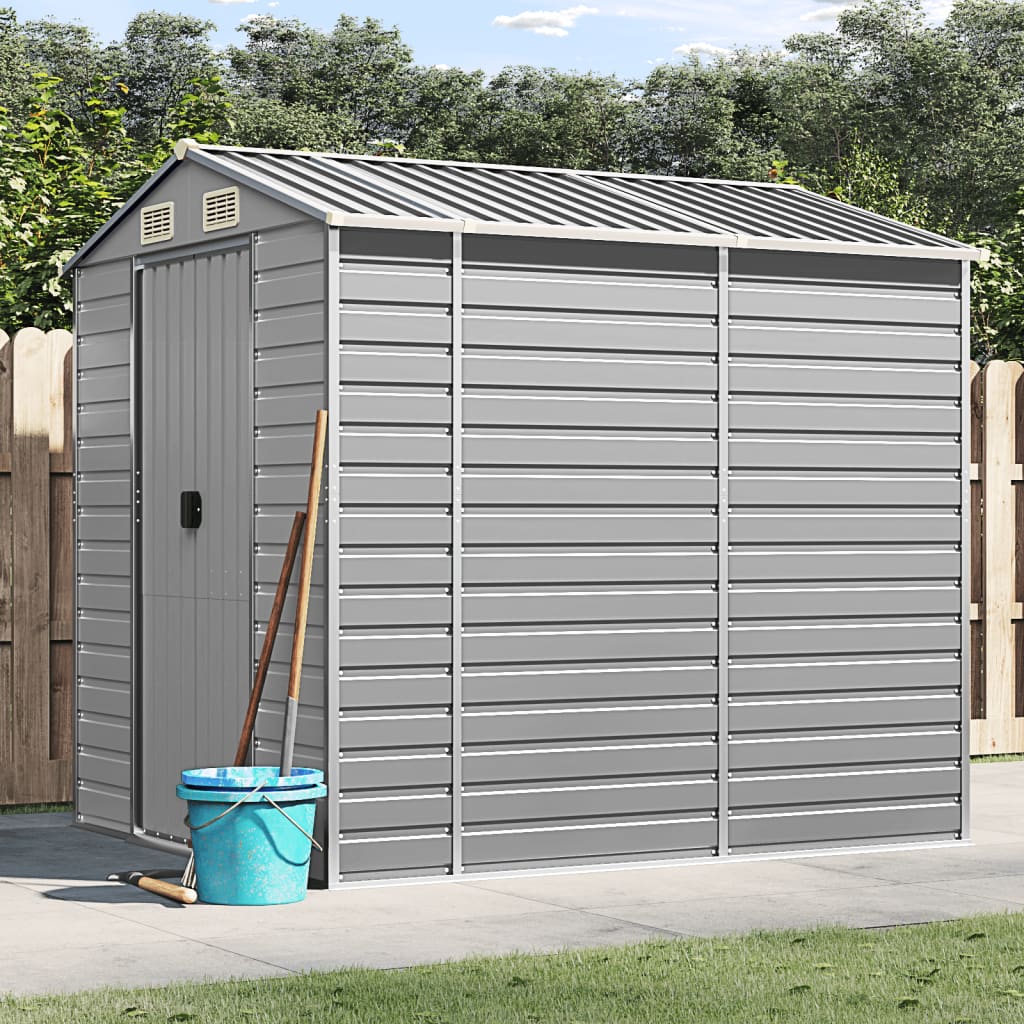 Vidaxl garden shed 191x215x198 cm galvanized steel light gray