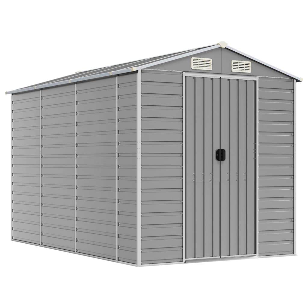 Vidaxl garden shed 191x300x198 cm galvanized steel light gray