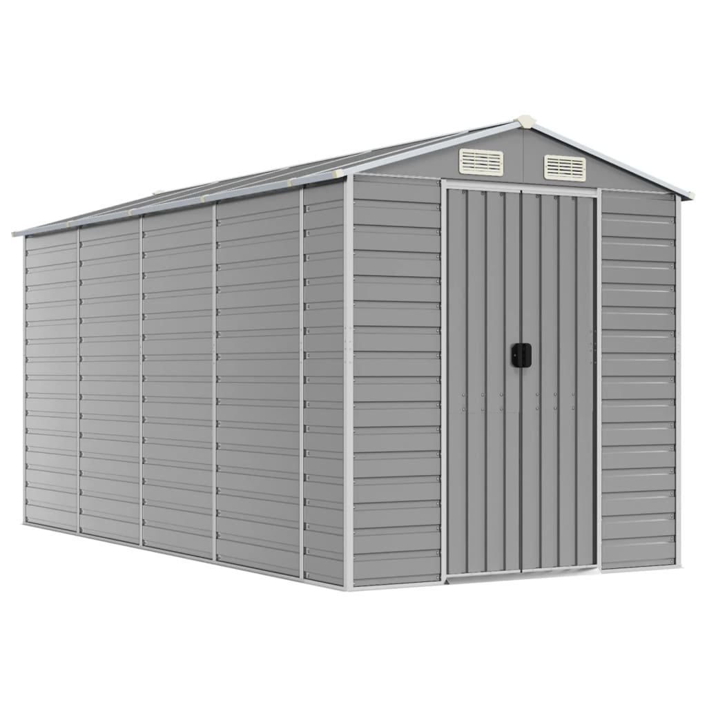 Vidaxl garden shed 191x385x198 cm galvanized steel light gray