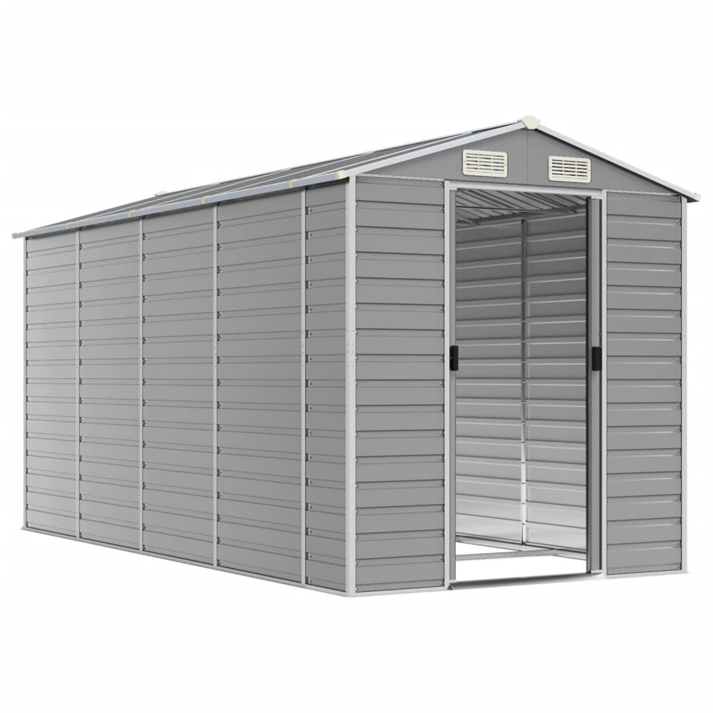 Vidaxl garden shed 191x385x198 cm galvanized steel light gray