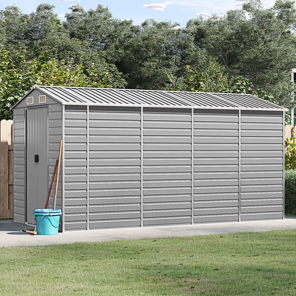 Vidaxl garden shed 191x385x198 cm galvanized steel light gray