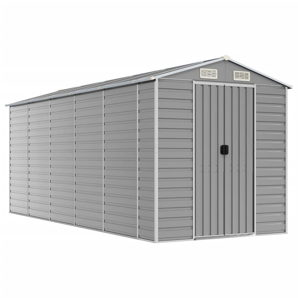 Vidaxl garden shed 191x470x198 cm galvanized steel light gray