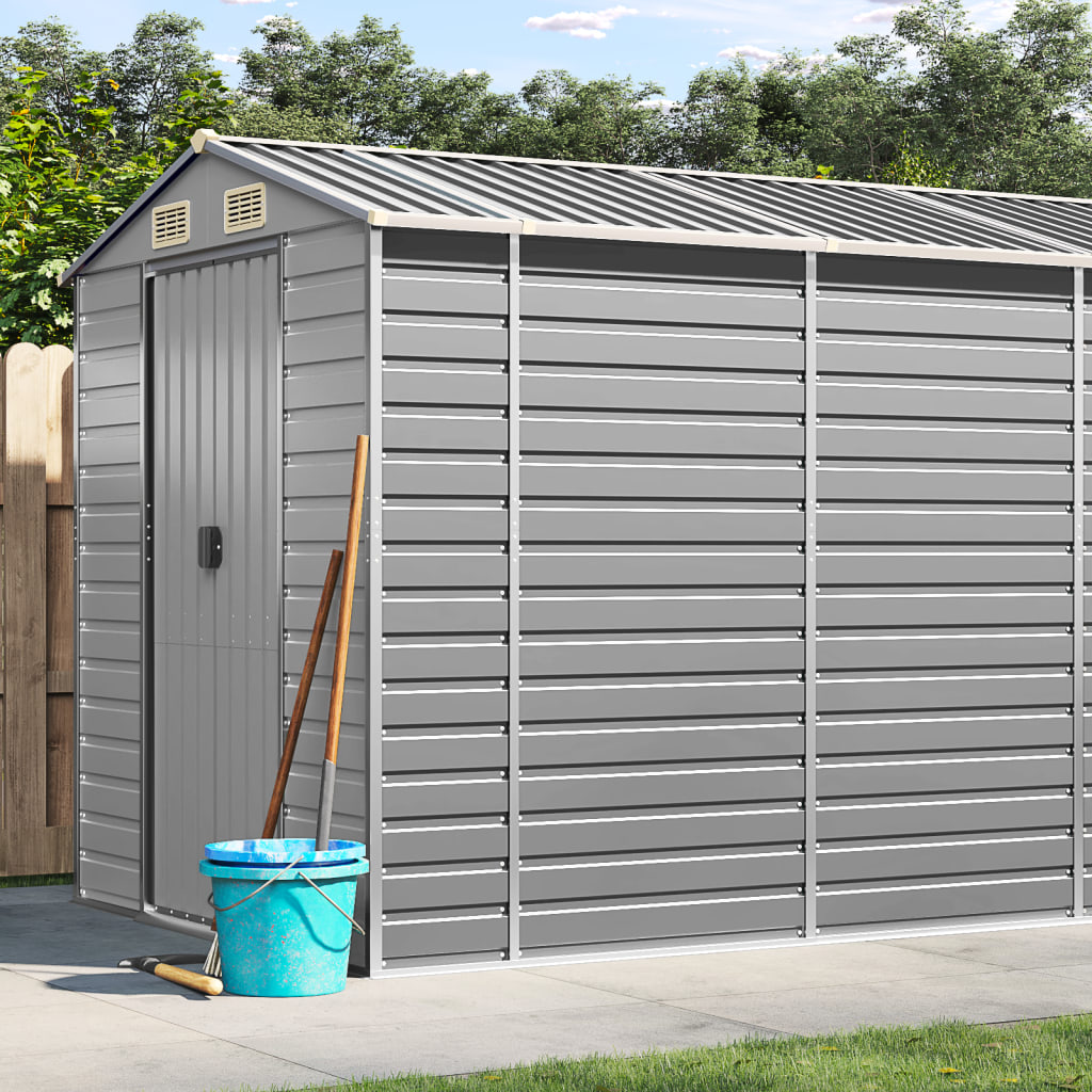 Vidaxl garden shed 191x470x198 cm galvanized steel light gray