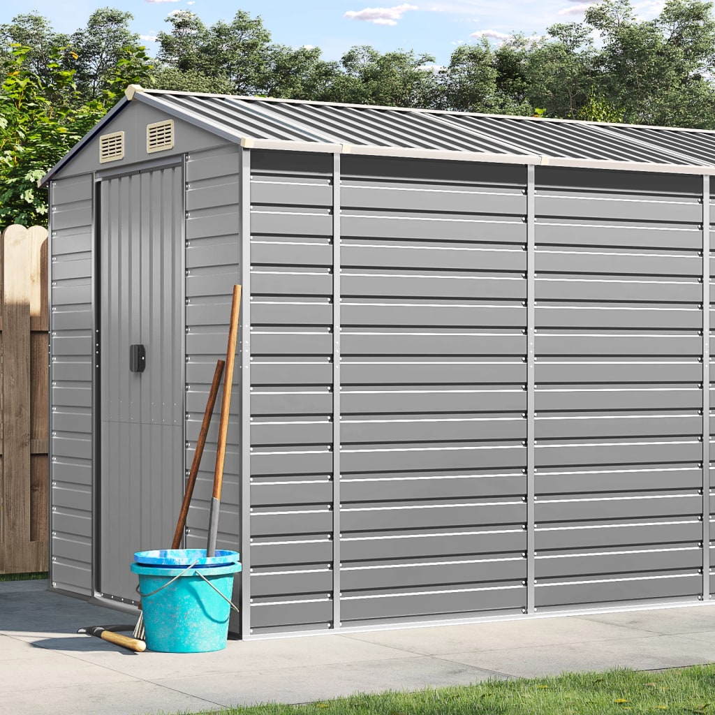 Vidaxl garden shed 191x555x198 cm galvanized steel light gray