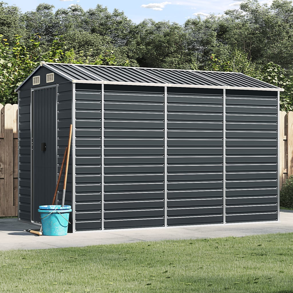 Vidaxl Garden Shed 191x300x198 cm de acero galvanizado antracita