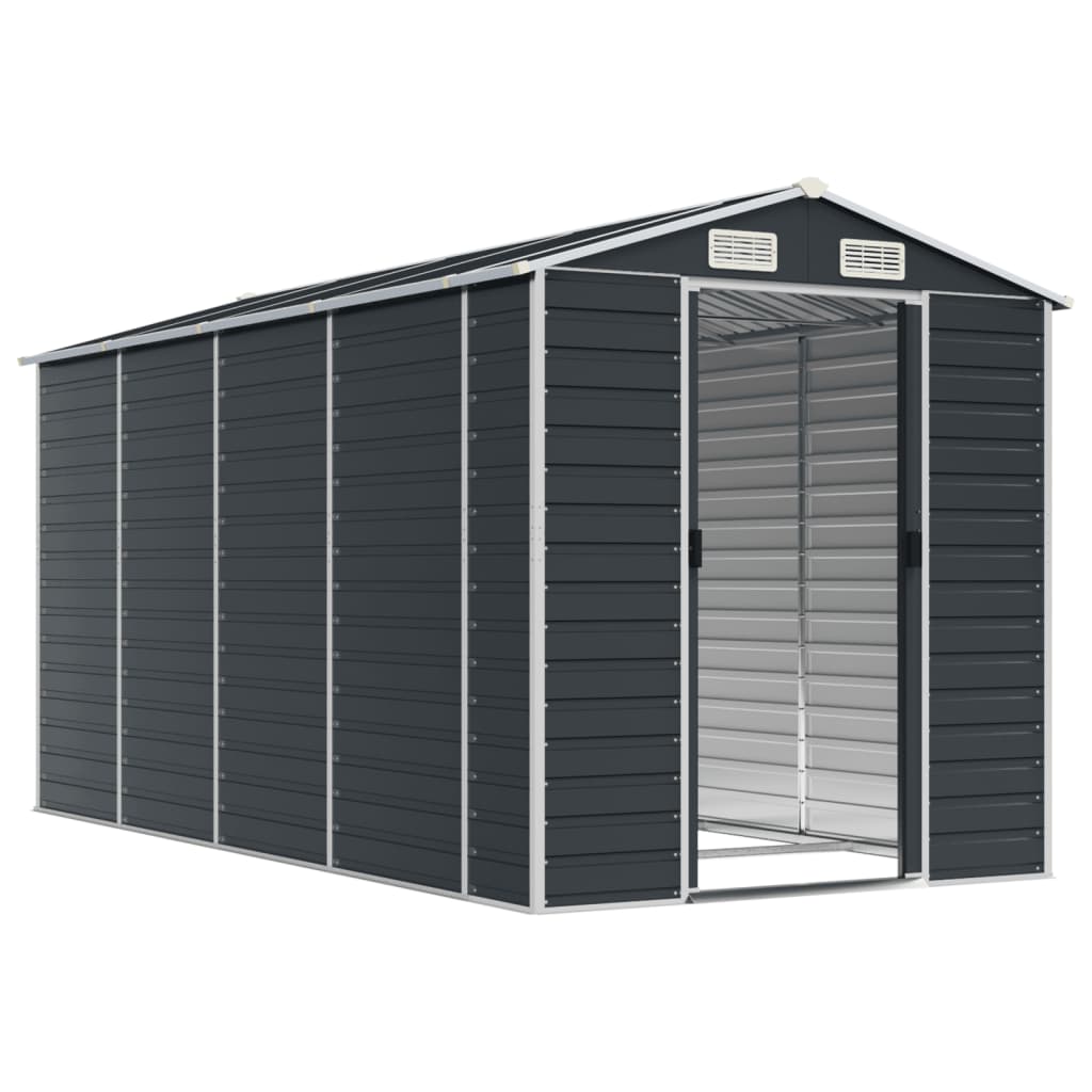 Vidaxl garden shed 191x385x198 cm galvanized steel anthracite -colored