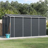 Vidaxl garden shed 191x385x198 cm galvanized steel anthracite -colored