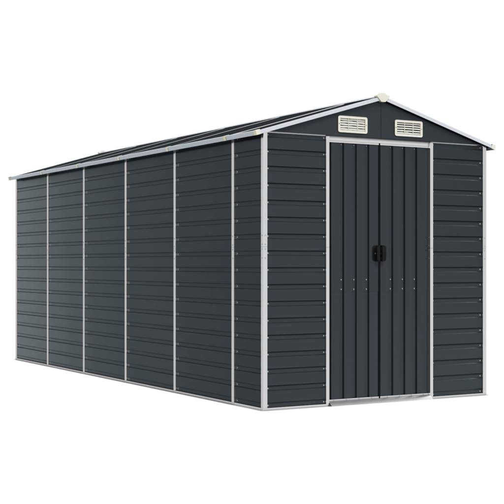 Vidaxl garden shed 191x470x198 cm galvanized steel anthracite -colored